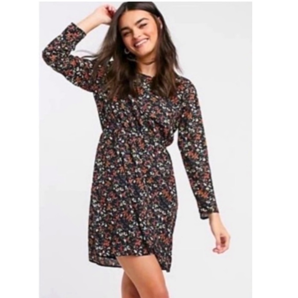 J. Crew Tulip Hem Black Dress with Floral Print Like New!